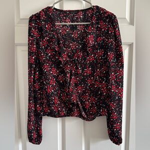 Dynamite Black and Red Patterned Blouse